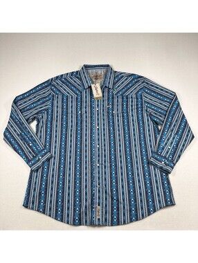 Rafter C Aztec Western Print Long Sleeve Pearl Snap Size 2XL NWT
